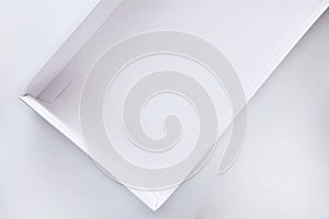 Top view of empty open white gift box