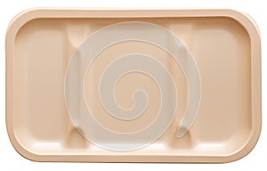 Top view of empty tray isolated on background