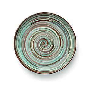 Top view of empty vintage swirl ceramic plate