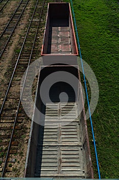 Top view of empty wagons. Stowbtsy, Belarus