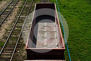 Top view of empty wagons. Stowbtsy, Belarus