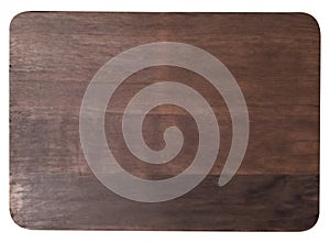 Top view of empty wooden tray isolated on background