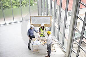 Top view of engineering people are meeting , Engineering people, corporate working, teamwork concept