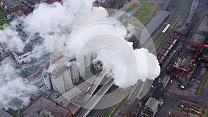 Top view of equipment, building of chemical plant