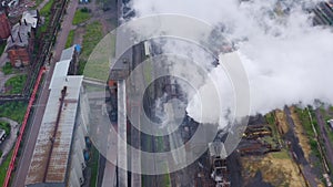 Top view of equipment, building of chemical plant