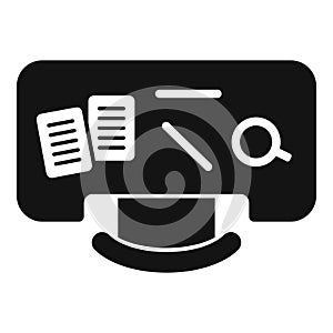 Top view ergonomic workplace icon simple vector. Office table