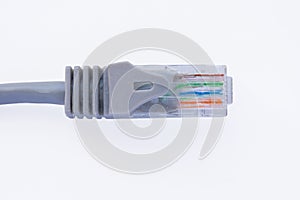 Top view of a Ethernet patch Internet cable for wired home and office networks