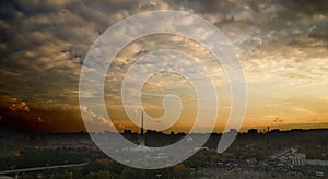 The top view on evening city