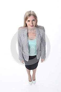 Top view. Executive business woman looking at camera