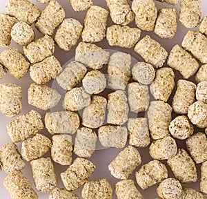 Top view of extruded wheat bran pellets