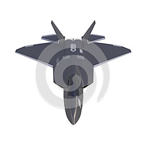 Top view of F22, american military fighter plane on white background