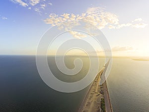 Top view famous Texas City near Galveston Bay