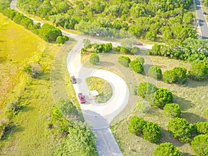 Top view farmland ranch entrance in West Texas, USA