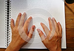 Finger Touch To Braille Code, Blind Man Read Book Writt