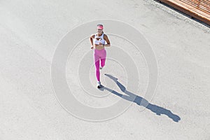 Top view of a fit woman runner