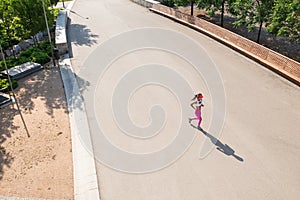 Top view of a fit woman runner