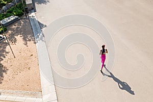 Top view of a fit woman runner