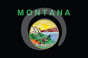 Top view of flag of African Americans of Montana state, untied states of America. USA Juneteenth Freedom Day. no flagpole. Plane