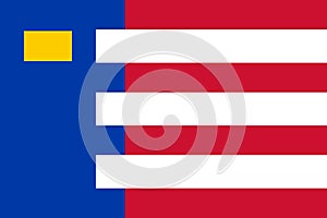 Top view of flag Baarle-Nassau, Netherlands. Dutch travel and patriot concept. no flagpole. Plane design, layout. Flag background