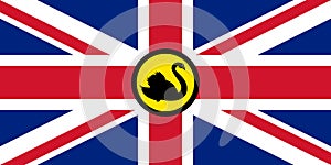 Top view of flag Dominion of Westralia secession movement , Australia. Australian travel and patriot concept. no flagpole. Plane