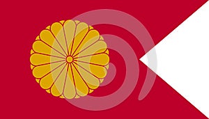 Top view of flag Empress Dowager, Japan. Japanese patriot and travel concept. no flagpole. Plane design, layout. Flag background photo