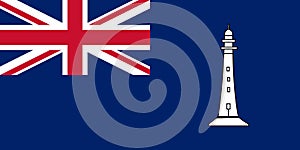Top view of flag of Ensign of the British Commissioners of Northern Lighthouses . flag of united kingdom of great Britain, England