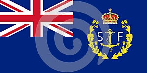 Top view of flag of Ensign of the Scottish Fisheries Protection Agency . flag of united kingdom of great Britain, England. no