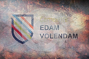 Top view of flag Gemeente edam-volendam, Netherlands. retro flag with grunge texture. Dutch travel and patriot concept. no