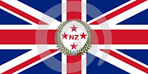 Top view of flag Governor 1908 1936 New Zealand. New Zealand patriot and travel concept. no flagpole. Plane design, layout. Flag