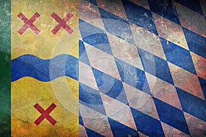 Top view of flag Hoeksche Waard, Netherlands. retro flag with grunge texture. Dutch travel and patriot concept. no flagpole. photo