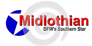 Top view of flag Midlothian, Texas, untied states of America. USA travel and patriot concept. no flagpole. Plane design, layout. photo