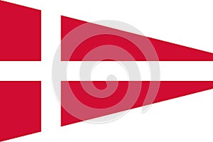 Top view of flag Naval Rank Senior Officer Afloat, Denmark. Danish patriot and travel concept. no flagpole. Plane design, layout.