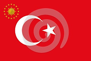 Top view of flag President of Turkey Turkey. Turkish patriot and travel concept. no flagpole. Plane design, layout. Flag photo