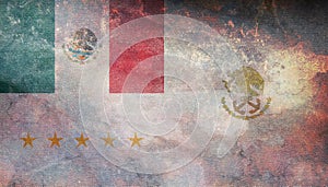 Top view of flag presidential Mexico comandante supremo buques, Mexico. retro flag with grunge texture. United Mexican States