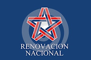Top view of flag Renovacion Nacional, Chile. Chilean travel and patriot concept. no flagpole. Plane design, layout. Flag photo