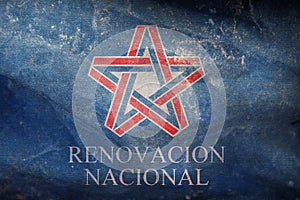 Top view of flag Renovacion Nacional, Chile. retro flag with grunge texture. Chilean travel and patriot concept. no flagpole. photo