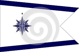 Top view of flag Standard of the Coast Guard Commandant bordered, Japan. Japanese patriot and travel concept. no flagpole. Plane