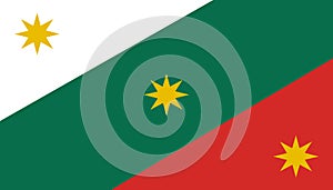 Top view of flag Three Guarantees, Mexico. United Mexican States travel and patriot concept. no flagpole. Plane design, layout.