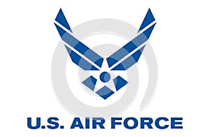 Top view of flag of United States Air Force, no flagpole. Plane design, layout. Flag background