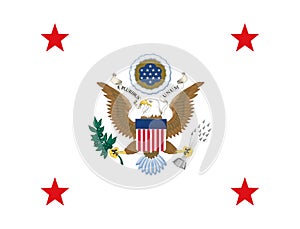 Top view of flag of United States Assistant Secretary of War, no flagpole. Plane design, layout. Flag background