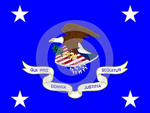Top view of flag of United States Attorney General, no flagpole. Plane design, layout. Flag background
