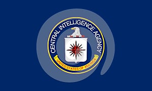 Top view of flag of United States Central Intelligence Agency, CIA, no flagpole. Plane design, layout. Flag background