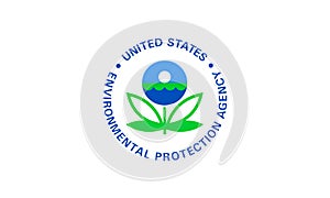 Top view of flag of United States Environmental Protection Agency, no flagpole. Plane design, layout. Flag background