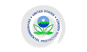 Top view of flag of United States Environmental Protection Agency, no flagpole. Plane design, layout. Flag background photo