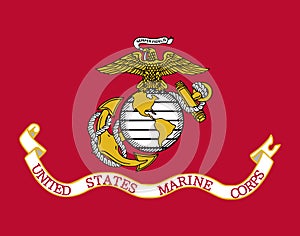 Top view of flag of United States Marine Corps, no flagpole. Plane design, layout. Flag background