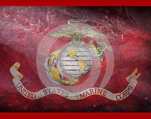 Top view of flag of United States Marine Corps, no flagpole. Plane design, layout. Flag background