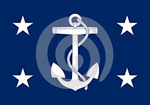 Top view of flag of United States Secretary of the Navy, no flagpole. Plane design, layout. Flag background