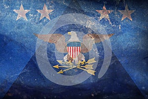 Top view of flag of United States Under Secretary of Defense, no flagpole. Plane design, layout. Flag background