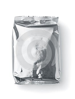 Top view of foil food package bag