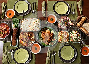 top view of food table